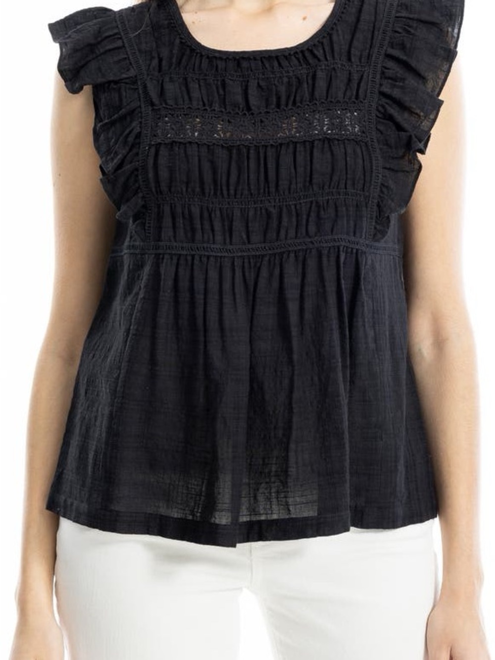 Max Studio Black Ruffle Sleeve Camisole